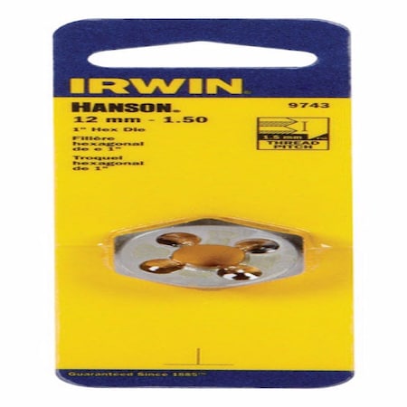 Irwin Irwin Hanson High Carbon Steel Metric Hexagon Die 12 - 1.50 mm 1 pc 9743